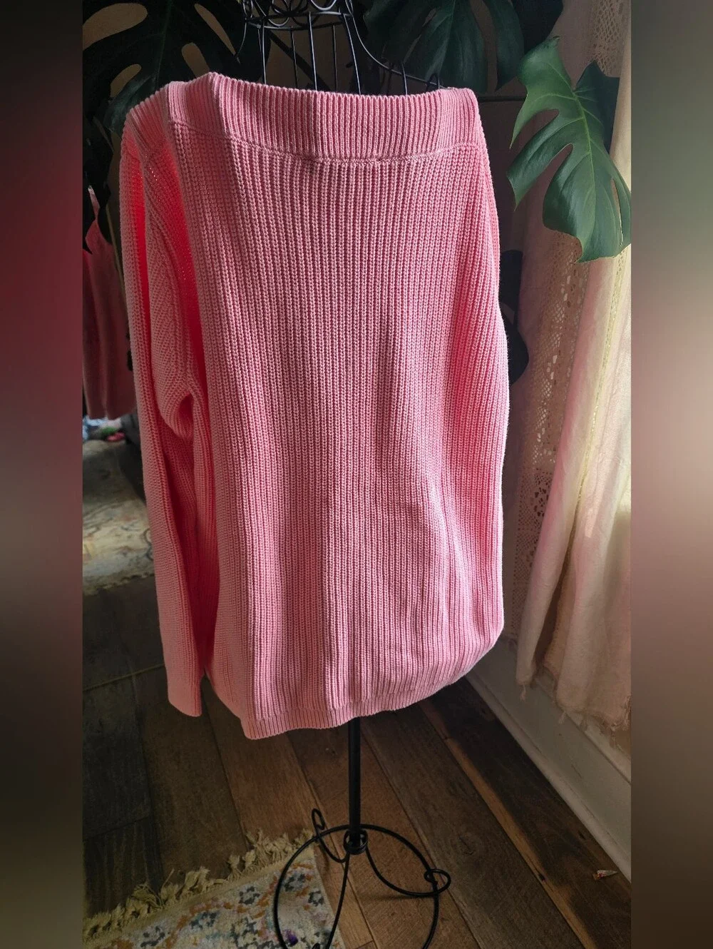 NWT Tommy Hilfiger Cate Cable Boatneck Sweater Pink Sunset Long Sleeve XL